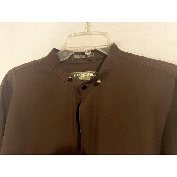 Brian Brothers Collection Mens Shirt L 16- 16.5 Brown Long Sleeves Banded VTG - Picture 7 of 12